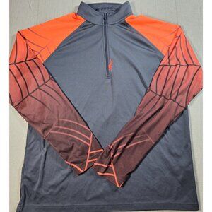 Spyder Men’s Large 1/4 Zip Pullover Sweatshirt Orange Gray Performance Track